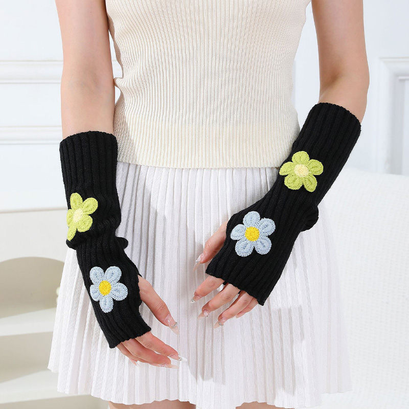 Fingerless Glove Knit - إكسسوارات Y2k: دفايات ذراع نصف إصبع