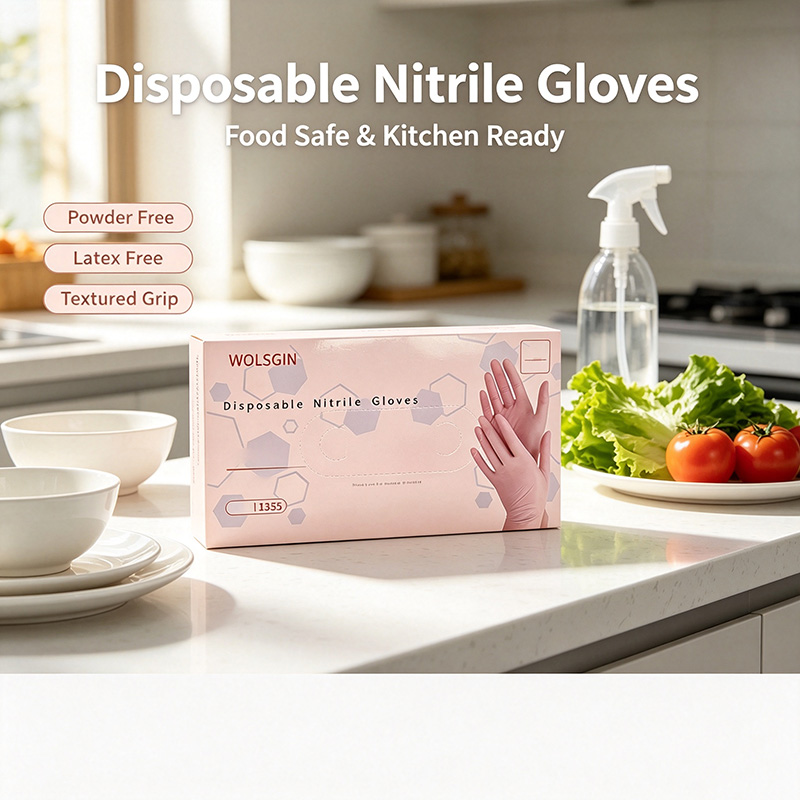 Rubber Glove Cleaning - 20/50/100/200 قفاز نيتريل وردي للاستخدام مرة