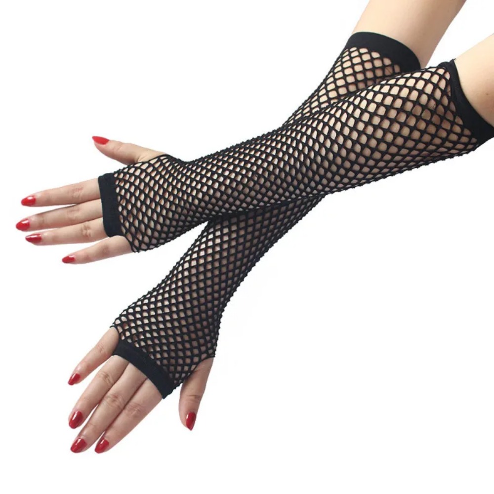قفازات نيون شبكية طويلة بدون أ - مراجعة Fingerless Glove Knit وسعره