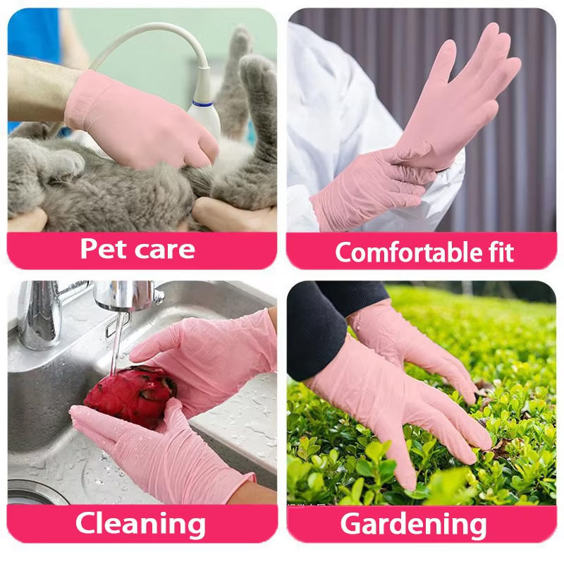 20/50/100/200 قفاز نيتريل وردي - مراجعة Rubber Glove Cleaning وسعره